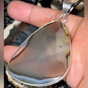 Thin Translucent Montana Fire Agate Pendant 2 1/2”